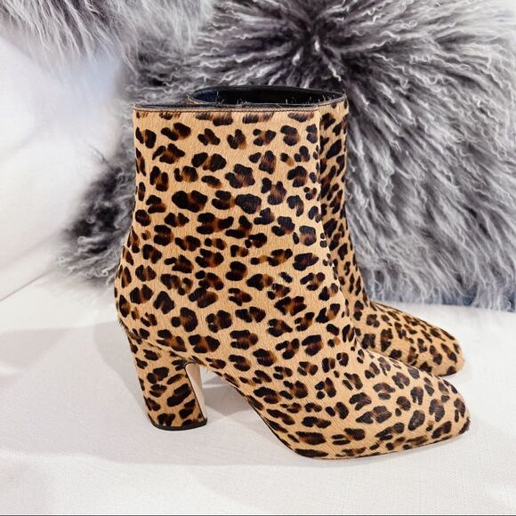 Jimmy Choo Mirren Square-Toe Leopard-Print Leather Ankle Boots 38 - Picture 2 of 7